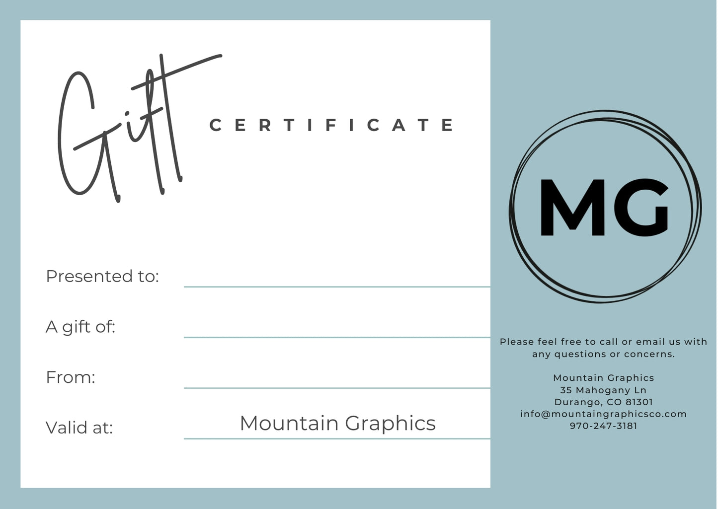 Mountain Graphics Gift Card