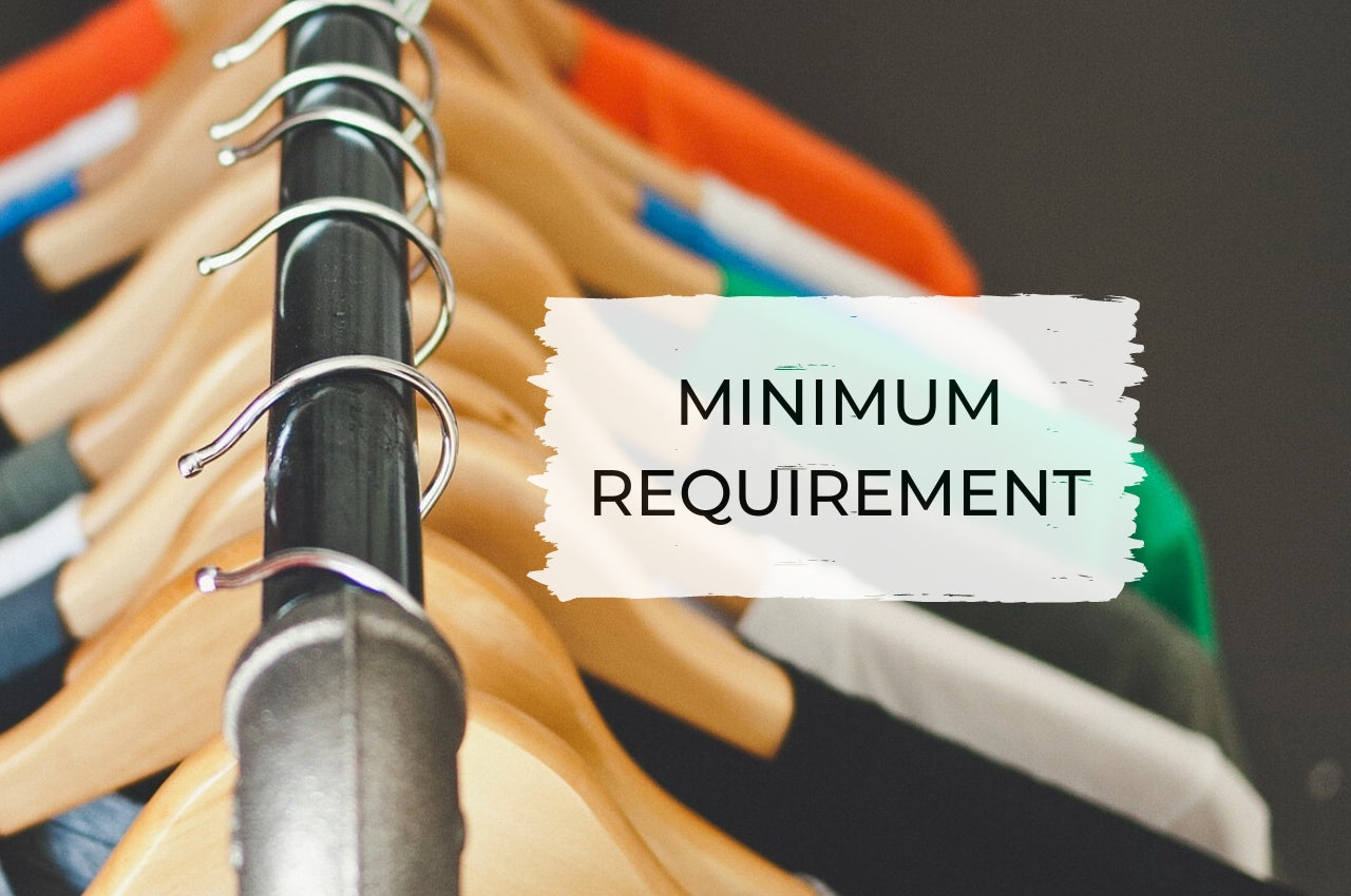 Minimum requirement photo with clothes on hangers.